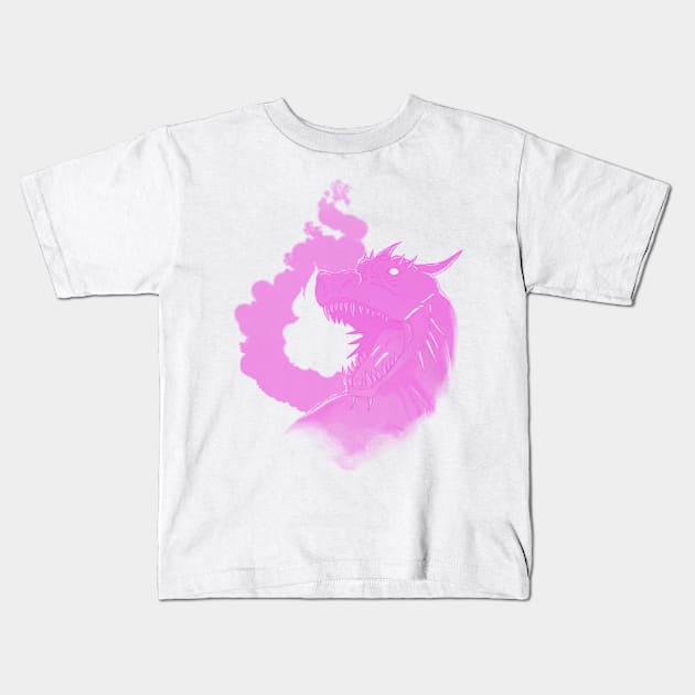 Dragon and Flame-Neon Pink Version Kids T-Shirt by sketchbooksage